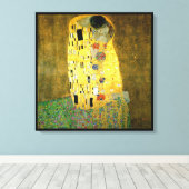 De Kus ~ Gustav Klimt Canvas Afdruk (Insitu (Houten vloer))