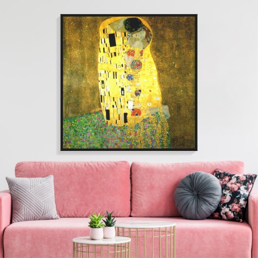 De Kus ~ Gustav Klimt Canvas Afdruk (Insitu (Woonkamer))
