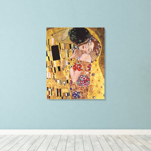 De Kus, Gustav Klimt Canvas Afdruk (Insitu (Houten vloer))