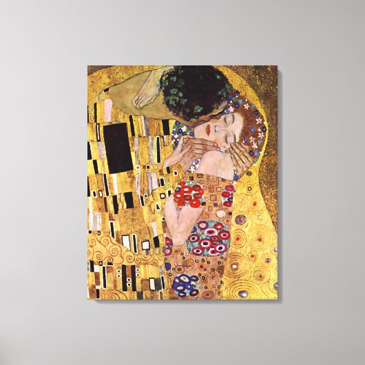 De Kus, Gustav Klimt Canvas Afdruk (Voorkant)