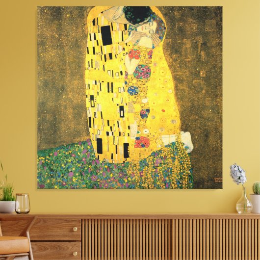 De kus - Gustav Klimt print (Insitu (Woonkamer))
