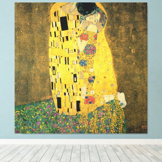 De kus - Gustav Klimt print (Insitu (Houten vloer))