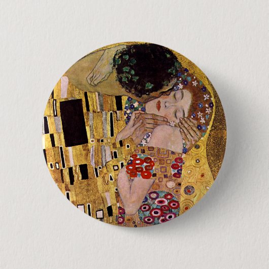 De Kus, Gustav Klimt Ronde Button 5,7 Cm (Voorkant)