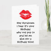 de kus, Hey HandsomeI hoort het uw verjaardag is Kaart (Voorkant)