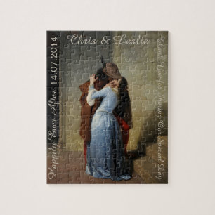 De Kus / Il Bacio aangepaste tekst kunst puzzel