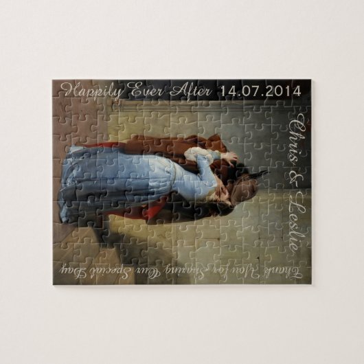 De Kus / Il Bacio aangepaste tekst kunst puzzel Legpuzzel (Horizontaal)