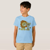 De Kus: Kute Cartoon Lion Couple Kinder T-shirt (Voorkant volledig)