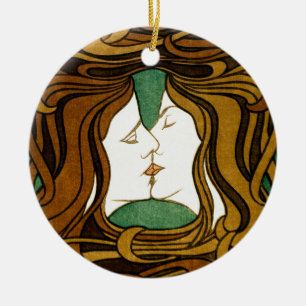 De Kus Peter Behrens Art Nouveau Vintage Kunst Keramisch Ornament
