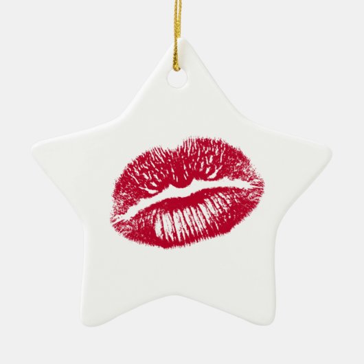 De Kus, Rode Lippen Keramisch Ornament (Voorkant)
