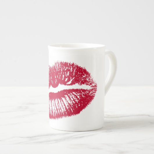 De kus, rode lips porselein kop (Voorkant rechts)