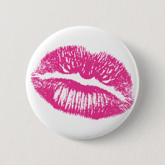 De Kus, Roze Lippen Ronde Button 5,7 Cm (Voorkant)
