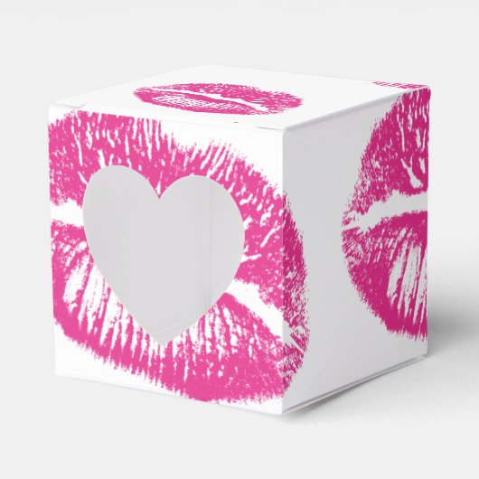 De kus, roze lips bedankdoosjes (Voorkant Zijde)