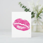 De kus, roze lips briefkaart (Staand voorkant)