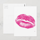 De kus, roze lips briefkaart (Voorkant / Achterkant)