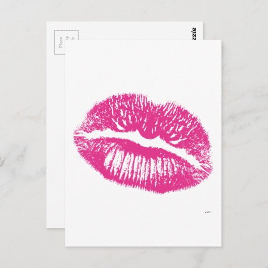 De kus, roze lips briefkaart (Voorkant / Achterkant)