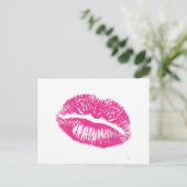 De kus, roze lips briefkaart (Staand voorkant)