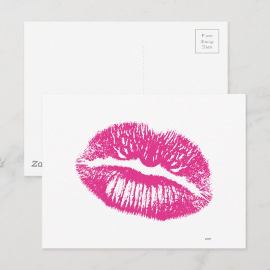 De kus, roze lips briefkaart (Voorkant / Achterkant)