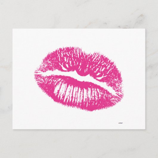 De kus, roze lips briefkaart (Voorkant)