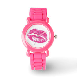 De kus, roze lips horloge