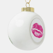 De kus, roze lips keramische bal ornament (Links)
