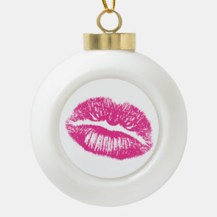 De kus, roze lips keramische bal ornament