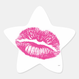 De kus, roze lips ster sticker