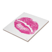 De kus, roze lips tegeltje (Zijkant)