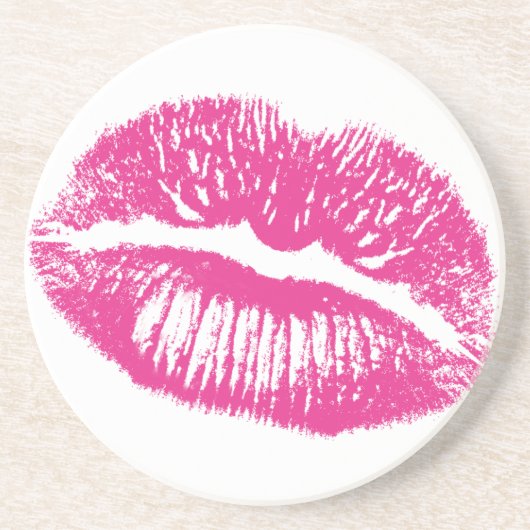 De kus, roze lips zandsteen onderzetter (Voorkant)