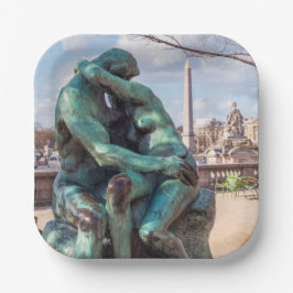 De kus van Auguste Rodin op de Tuileries in Parijs Papieren Bordje