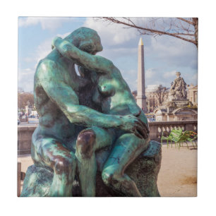 De kus van Auguste Rodin op de Tuileries in Parijs Tegeltje