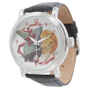 De kus van de heks: een Jack o Lantern met Hallowe Horloge