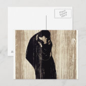 De kus van Edvard Munch lithografie, Briefkaart (Voorkant / Achterkant)
