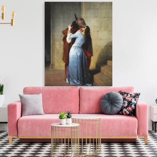 De kus (van Francesco Hayez) Canvas Afdruk (Insitu (Woonkamer))