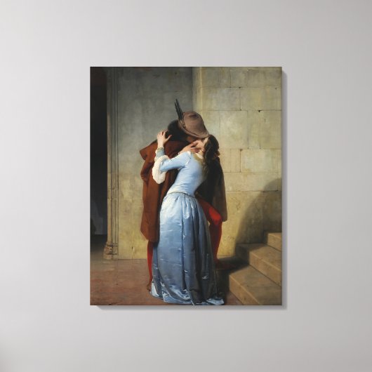 De kus (van Francesco Hayez) Canvas Afdruk (Voorkant)