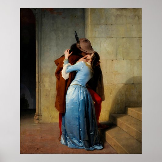 De kus van Francesco Hayez Poster (Voorkant)