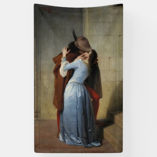 De kus (van Francesco Hayez) Spandoek (Verticaal)