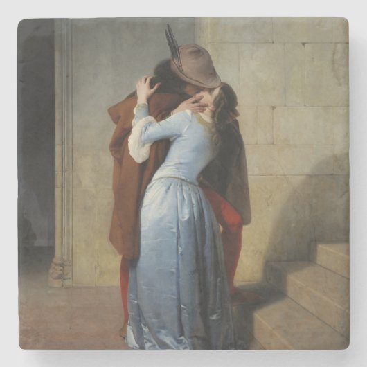 De kus (van Francesco Hayez) Stenen Onderzetter (Voorkant)