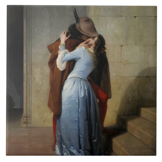 De kus (van Francesco Hayez) Tegeltje (Voorkant)