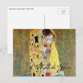 De kus van Gustav Klimt,  Art Nouveau Briefkaart (Voorkant / Achterkant)