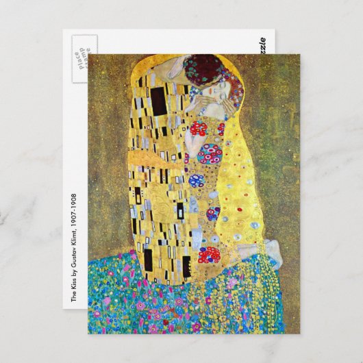 De kus van Gustav Klimt,  Art Nouveau Briefkaart (Voorkant / Achterkant)