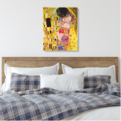 De kus van Gustav Klimt,  Art Nouveau Canvas Afdruk (Insitu (Slaapkamer))