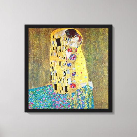 De kus van Gustav Klimt,  Art Nouveau Canvas Afdruk (Voorkant)