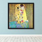 De kus van Gustav Klimt,  Art Nouveau Canvas Afdruk (Insitu (Houten vloer))