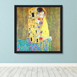 De kus van Gustav Klimt, Art Nouveau Canvas Afdruk