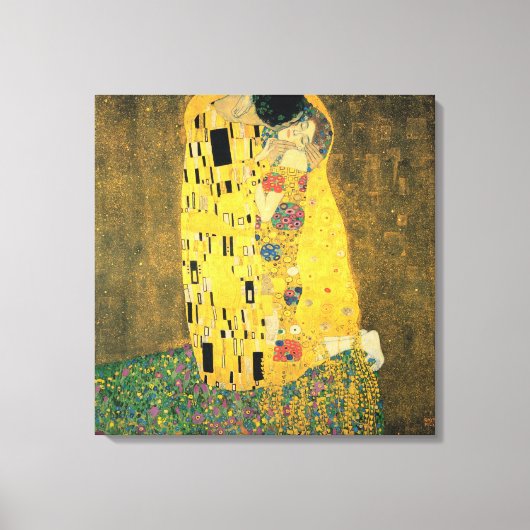 De kus van Gustav Klimt,  Art Nouveau Canvas Afdruk (Voorkant)