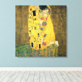 De kus van Gustav Klimt,  Art Nouveau Canvas Afdruk (Insitu (Houten vloer))