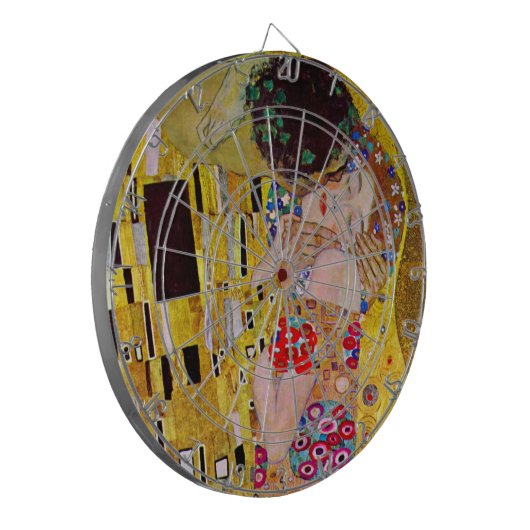 De kus van Gustav Klimt,  Art Nouveau Dartbord (Voorkant Links)