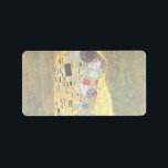 De kus van Gustav Klimt,  Art Nouveau Etiket<br><div class="desc">De Kiss (Der Kuss) (1907/08) van Gustav Klimt is waarschijnlijk zijn beroemdste werk. Klimt begon er in 1907 aan te werken en het is het hoogtepunt van zijn zogenaamde "Golden Period". De Kus is een Victoriaans Era Symbolisme, een mooie kunstliefde en romance schilderij met een romantisch koppel in verschillende tinten...</div>