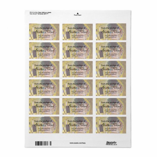 De kus van Gustav Klimt,  Art Nouveau Etiket (Full Sheet)