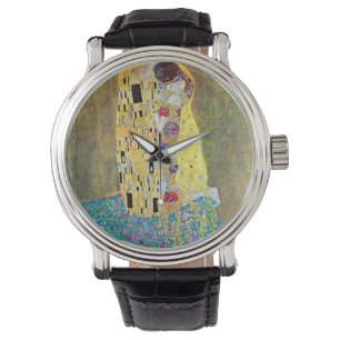 De kus van Gustav Klimt,  Art Nouveau Horloge